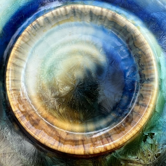 Kent Follette Pottery Crystalline Glaze Bread and Oil Dipping Plate 10.75” - Picture 11 of 16